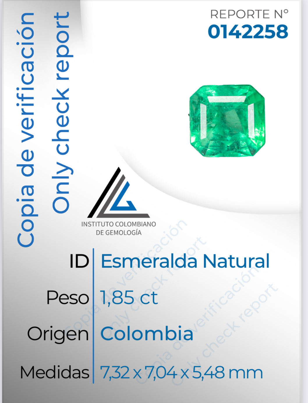 1.85 CARAT COLOMBIAN EMERALD