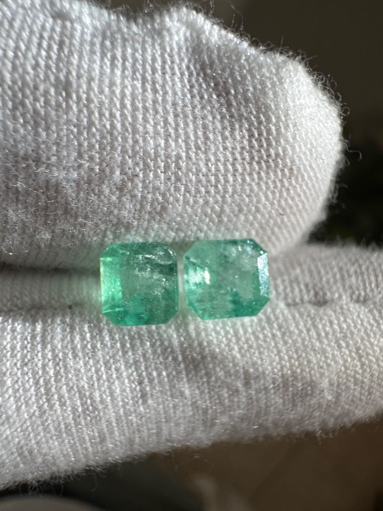 1.48 TOTAL CARAT WEIGHT PAIR OF COSQUEZ MINE COLOMBIAN EMERALDS